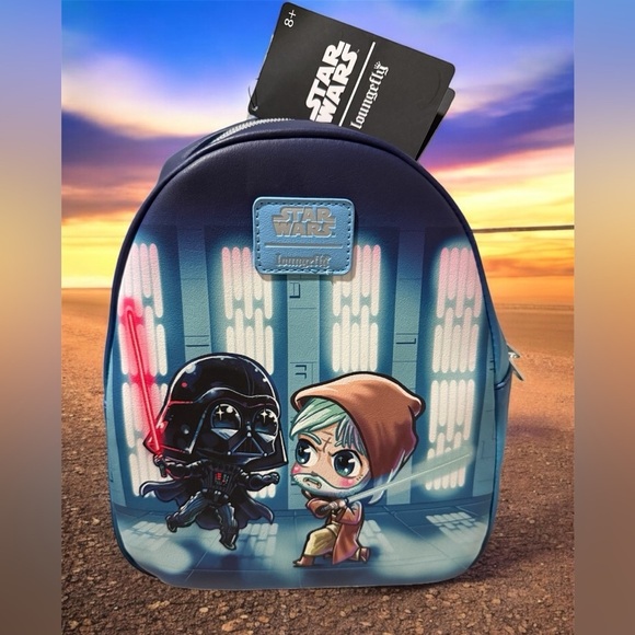 LOUNGEFLY STAR WARS OBI-WAN VS DARTH VADER MINI BACKPACK - Picture 1 of 3